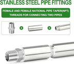 TAISHER 2PCS Stainless Steel Pipe Fittings, 3/8" NPT Female x 3/8" NPT Female Threaded, 2" Length Thickened Nipple Cast Pipe