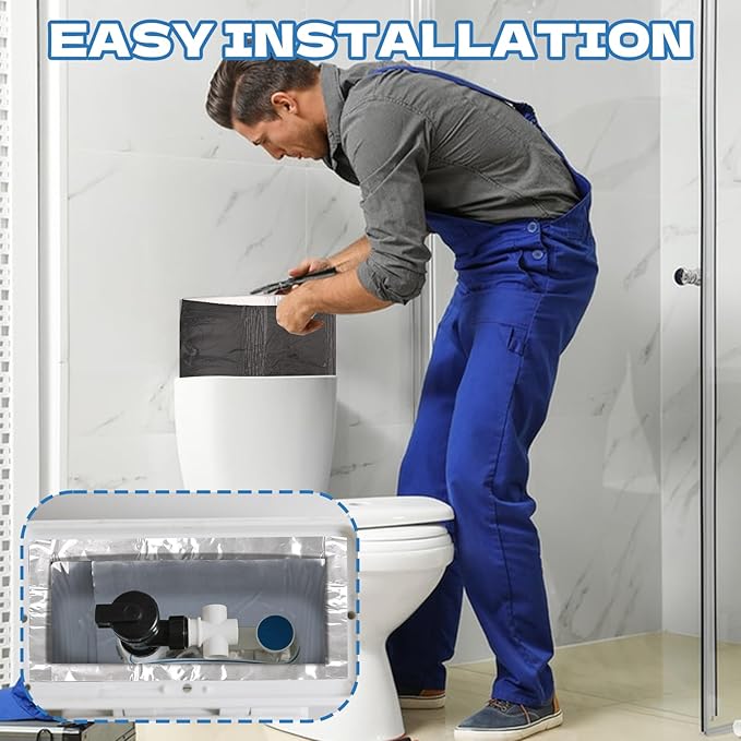 4 Pack Toilet Tank Liners 40 x 16 Inch Toilet Anti Condensation Kit with Aluminum Foil Tape Prevent The Formation of Condensate Water（0.2 inch thick）