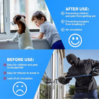 Adjustable Window Lock Bars Vertical, Small Window Bars Security Inside, Window Locks for Up and Down Windows, Window Ac Unit Ssecurity Bars Extends from 9.8-16.7 in -Black (Steel 2 Pcs)