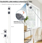 Microfiber Duster Kit High Reach Ceiling Fan Duster with Extendable Pole 100" Telescoping Cobweb Duster for Cleaning, Bendable Head Washable Duster for Ceiling, Fan, Furniture