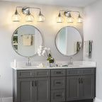 Brushed Nickel Bathroom Vanity Light 3 Lights Bathroom Light Fixtures Over Mirror with Clear Glass Shade 22.4 inch Wall Sconces Lighting Bath(Exclude E26 Bulb)
