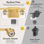 4-Light Bathroom Light Fixtures, 27" Modern Vanity Lights Over Mirror with Clear Glass Shades, Gold Wall Sconce, Classic Wall Light Fixture for Mirror Living Room Cabinet Bedroom Porch Kitchen