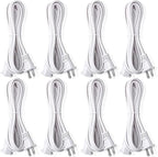 8-Pack Extension Cord 2 Prong,10FT Long Cords Extension for Indoor/Outdoor,US Male/Female Power Cable for NEMA 1-15P to NEMA 1-15R,White