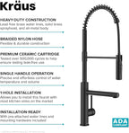 KRAUS Artec Pro Commercial Style Pull-Down Single Handle Kitchen Faucet with Pot Filler in Matte Black, KPF-1604MB