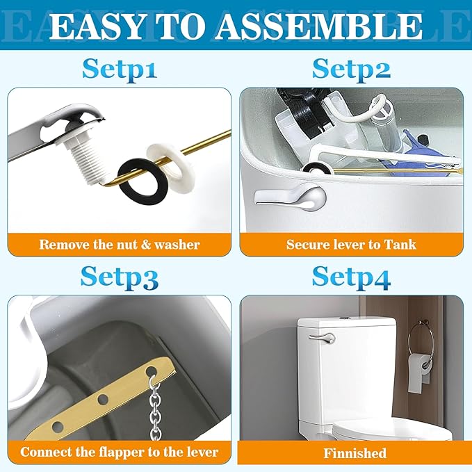 12 Pcs Toilet Handle Lever Flush Replacement Universal Brass Toilet Flush Handle Toilet Tank Trip Lever Bulk for Most Front Mount Toilet