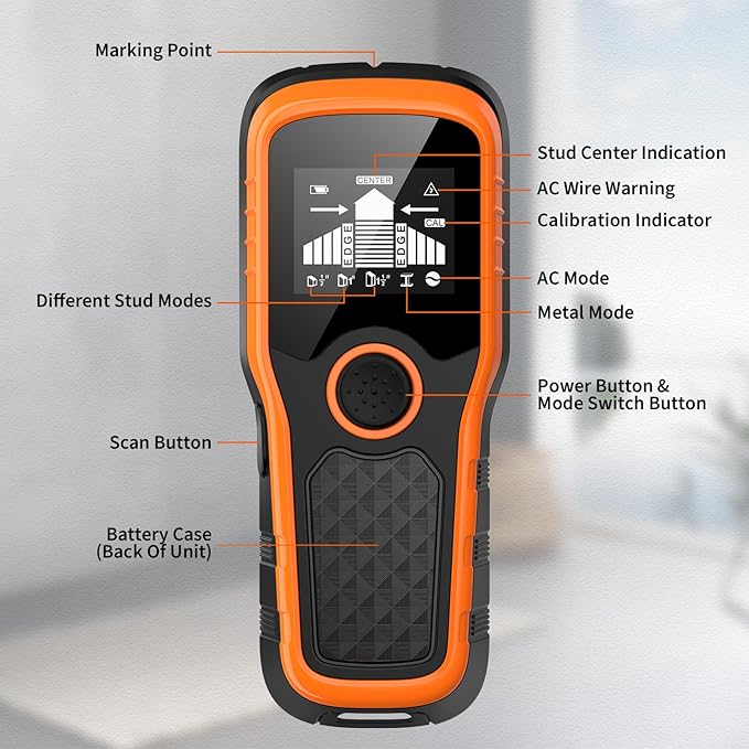 Stud Finder Wall Scanner 5-in-1 - Detector for Wood, Metal, Joists, Pipes, and AC Wires, Upgraded New version Intelligent Chip, High-Definition LCD Display Screen & Audible Alarm
