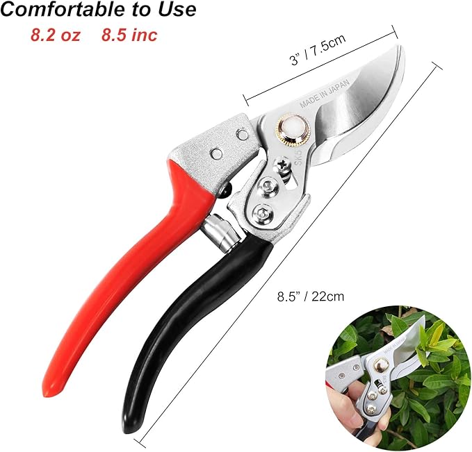 TONMA Pruning Shears [Made in Japan] Professional 8 Inch Premium Plant Garden Scissors Secateurs with Ergonomic Handle, Gardening Gifts Bypass Hand Pruners Branch Gardening Clippers for Plants
