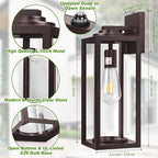 Oil Rubbed Bronze Dusk to Dawn Outdoor Wall Light Fixtures - 2 Packs Exterior Waterproof Outdoor Lighting, Farmhouse Porch Sconces Wall Mounted Lighting, Anti-rust Outside Lantern for Front Door