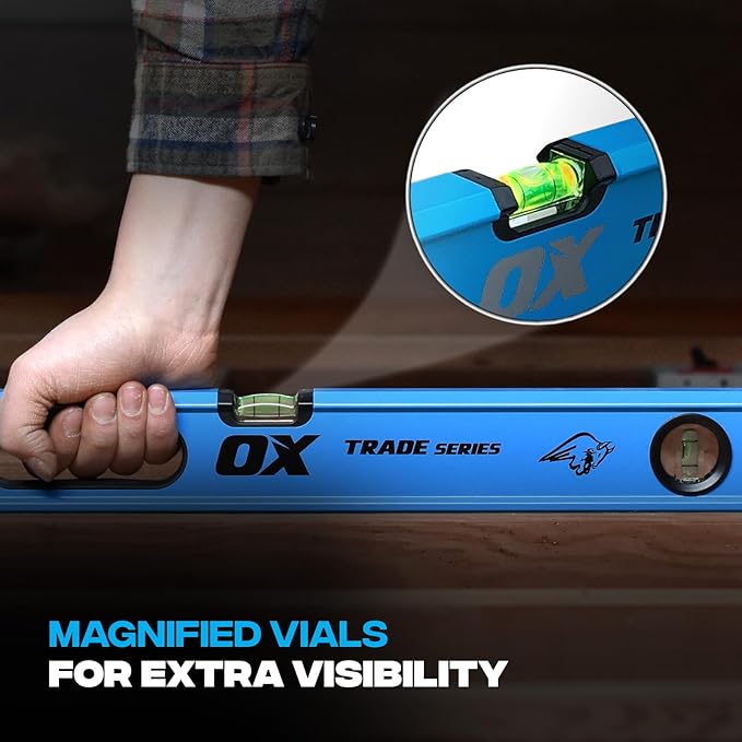 OX Tools Trade Series 6.5 ft Non Magnetic Box Beam Levels - 78 inch Level Aluminum Body Level Hand Tools - Magnified Vials, Shock Absorbing End Cap, Soft Grip Handle Leveler Tool OX-T024220