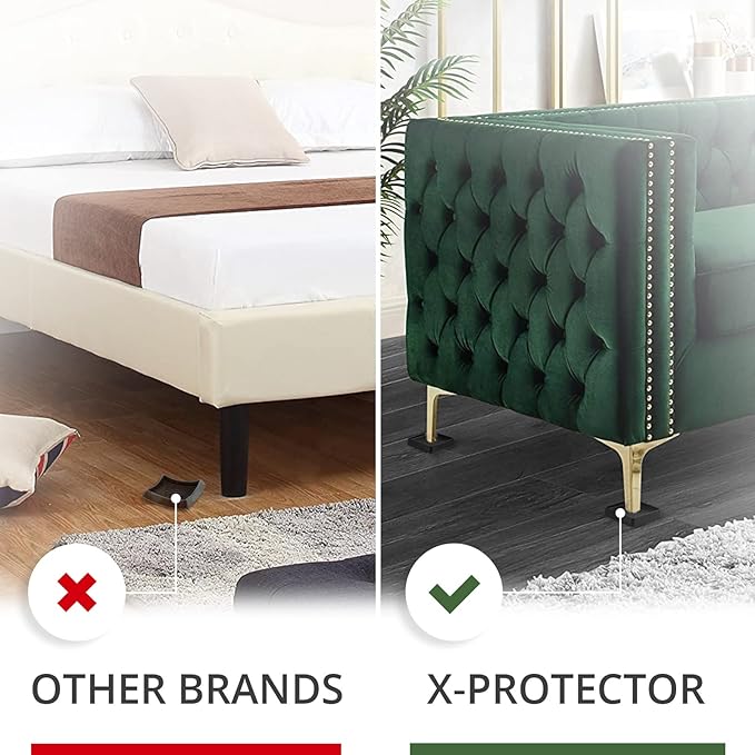 Furniture Cups X-PROTECTOR – 3" Caster Cups 4 PCS – Black Furniture Coasters – Ideal Bed Stoppers – Non Skid Furniture Pads with a Perfect Design – Rubber Furniture Pads - Protect Any Flooring!