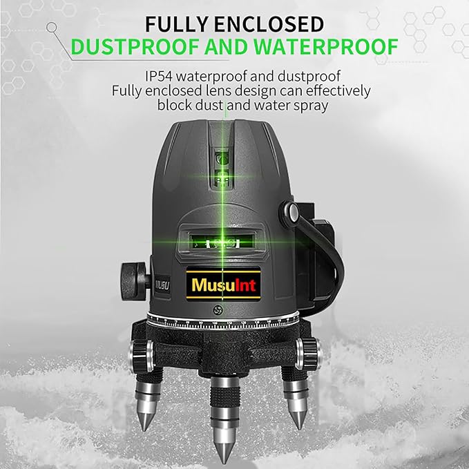 (Outdoor Super Bright) 5-Line Green Laser Level, 360 Degree Automatic Leveling Precision Level, Super Bright