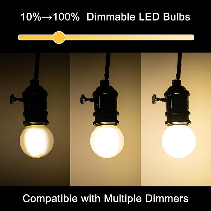 Frosted G16.5 Led Bulb, Matt Vanity Globe Light Bulbs, E26 Dimmable Globe Small Round Edison Light Bulbs, 6w 4000k Vintage LED Filament Edison Bulb