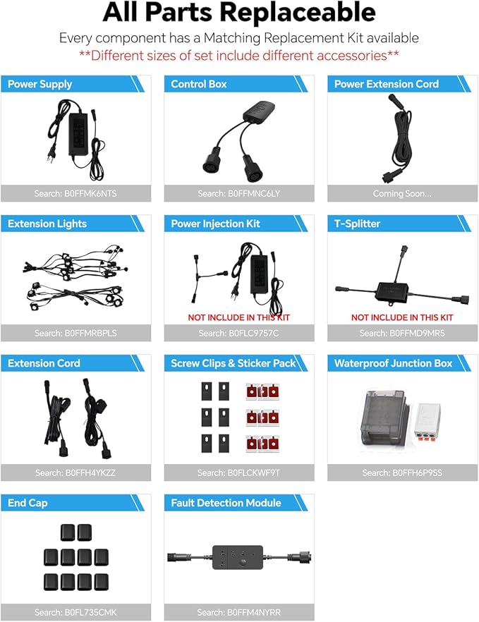 ASAHOM Permanent Outdoor Light Pro S108B, 100FT with 72 RGBCW 70lm LED, WLED Integration, AI Lighting, 30000 Lighting Effect Combination, IP67 Waterproof for Halloween Christmas and Daily Decor, Black