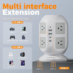 Tower Power Strip, Surge Protector 10 FT Cord, TESSAN Flat Plug Extension Cord with Multiple Outlets, 8 AC Outlets with 4 USB Ports (2 USB C), Charging Station with Surge Protection, for Office Dorm