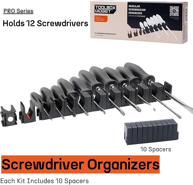 ToolBox Widget - Modular Screwdriver Organizers for Tool Box | Magnetic Screwdriver Holder | Tool Storage Organizer for Professional & DIY Mechanics | Organize Tools for Fast Accountability | 4 Pack