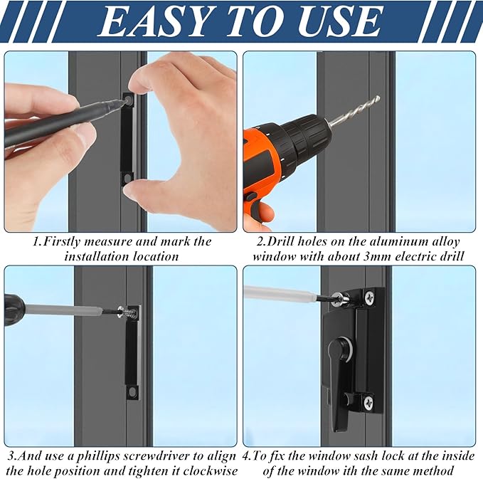 10 Pack Window Sash Locks, Cam Action Window Locks for Double Hung Window Latches Replacement, Black Sliding Window Parts and Hardware Latch Lock for Vertical and Horizontal Sliding Windows