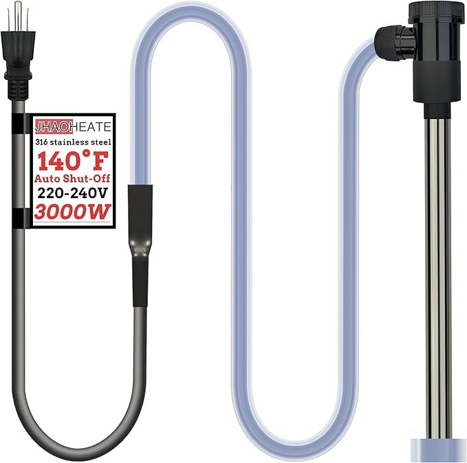 3000W 240V Pool Immersion Water Heater with Temp Control & Wifi Timer – Portable Submersible Heater for Baptistry, Above-Ground Pool, Spa, Inflatable Pool, Baptismal Pool, Bathtub & Hot Tub