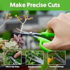 Garden Scissors, 6in Pruning Shears Snips Non-stick Coated Sharp Steel Blades - Gardening Tools Garden Shears for Plants Herb Flowers in Grow Tent and Hydroponics, Curved Blade