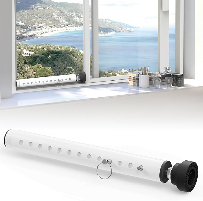 WooFog（Short）Security Bars for Sliding/Vertical Window, Adjustable Window Jammer Bars Security Inside,（Small）Window Guards for Home Security, 11" to 18" Anti Theft Window Safety Lock Bar -White 1 Pcs