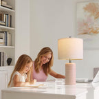 PoKat 20.75" Pink Ceramic Table Lamps Set of 2, Small Modern Bedroom Lamps for Girls Room, Bedside Lamps for Night Stands, Cute Lamps for Living Room Decor, Nightstands Desk Lamp, Light Pink