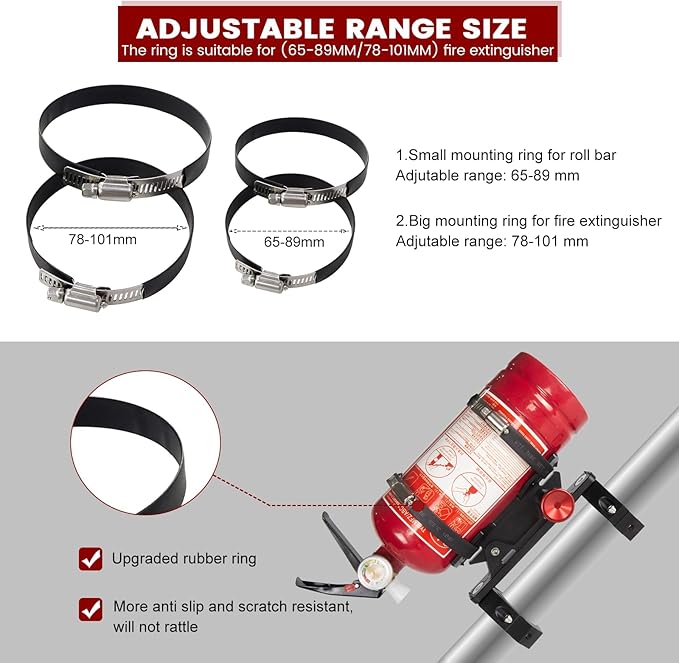 UTV Fire Extinguisher Mount Kit - Quick Release Fire Extinguisher Mounting Bracket Adjustable 1.75'' to 2'' Roll Bar Aluminum Alloy Heavy Duty for Polaris RZR Ranger Can-Am Maverick ATV