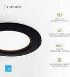 ASD Recessed Lighting 4 Inch, Round Commercial LED Downlight, Mini Panel Baffle Trim, 12W 120-277V, 5 CCT 2700K-5000K, Dimmable LED Ceiling Light Fixture, Black, ETL, 6 Pack