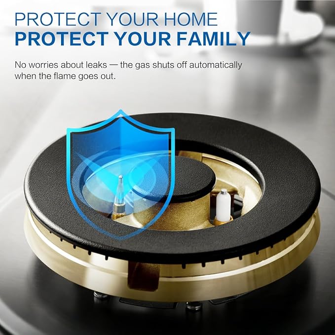 ROBAM G513 Gas Cooktop 30", Premium 5-Burner Design with 20,000 BTU Turbo Heat Wok Burner, Seamless Stainless Steel Finish, Brass Burners, Dual Fuel for Modern Kitchens