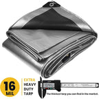 PROTARP Extra Heavy Duty 16 Mil Tarp Cover, Waterproof, UV Resistant, Rip and Tear Proof, Poly Tarpaulin with Reinforced Edges for Roof, Camping, Patio, Pool, Boat. (Silver/Black 24′ X 30′)