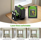 Huepar Laser Level with 60in Tripod, 1/13 High Accuracy Self Leveling Green Cross Line Lazer Leveler for Picture Hanging, Tile, Home Renovation, with Pluse Mode for Outdoor, Carry Case, Glasses