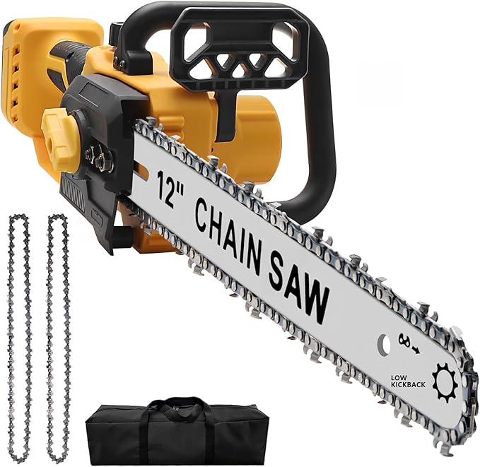 Cordless Chainsaw Compatible With Dewalt 20V MAX Batteries, Cordless Chain saw with 2 Pcs Replacement Chain, Battery Powered for Wood Cutting|Tree Trimming|Camping(Battery NOT Included)