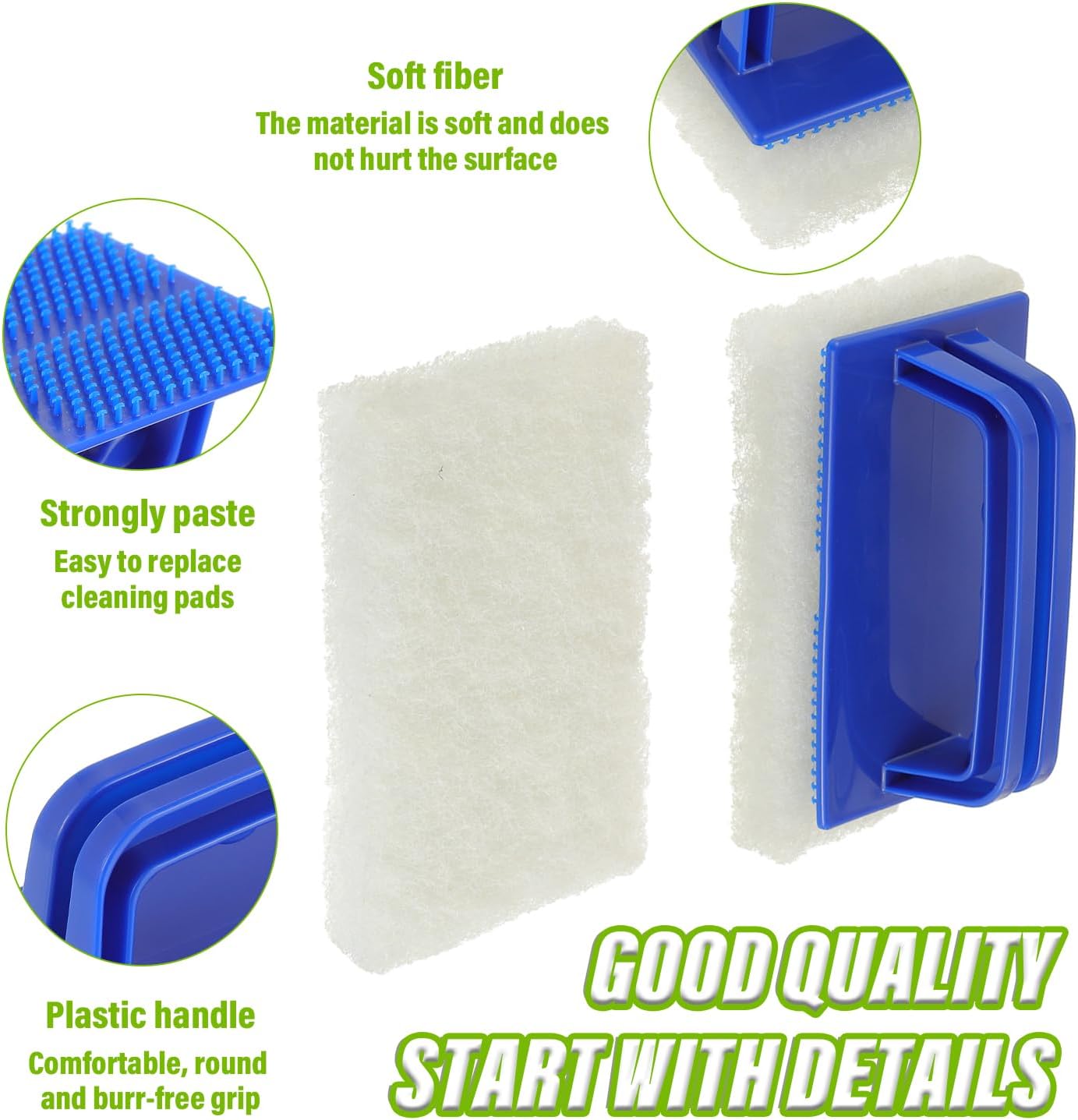 5 Pack Electric Cleaning Brush Pad Kitchen Bathroom Household Cleaning Pad Swimming Pool Wall Cleaning Brush Heavy Duty Griddle Scrubber Scouring Pad and 1 Pack Handle kit(White)