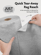 Fantasticlean Microfiber Cleaning Cloth Roll -90 Pack, Tear Away Microfiber Towels, 12" x 12", Reusable, Washable, Scratch Free, Ultra Absorbent Dishcloth for Car, Home Supplies, Pet, Kitchen (Grey)