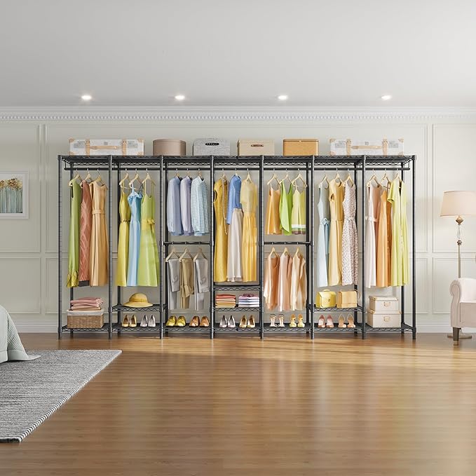 VIPEK V70 Extra Large Clothes Rack Heavy Duty Garment Rack, Freestanding Wardrobe Metal Closet for Hanging Clothes, Bedroom Organizer and Storage, Max Load 1670lbs, Black