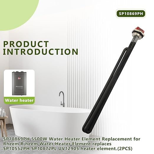 SP10869PH 5500W Water Heater Element Replacement for Rheem,Fit for Rheem Richmond General A.O.Smith Ruudheaters Water Heater Element,Replaces SP10552PH,SP10872PL,UV12905 Heater Element.(2PCS)