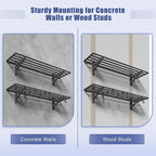 2-Pack 1x4ft Heavy Duty Garage Shelving, 1' x 4' Garage Wall Shelving Wall Mounted (2pack-1x4ft)