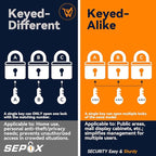 SEPOX® 12Pcs Set Laminated-Padlocks with Key Different, Extra Long-Shackle, 1-9/16" 40MM Heavy-Duty Steel Lock Body Each Lock with 2 Big Key for Outdoor & Indoor Lockers-Locks, Fence, Gate, Tool-Box