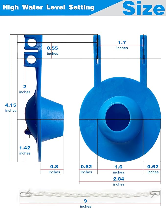 Universal Toilet Flapper Replacement Kit 2 Inch - 2 Pack High Water Level Setting & Low Water Level Setting Two Types - Compatible with American Standard Kohler Toto Gerber Toilet Stopper Water Saving