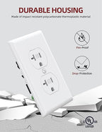 AIDA 20 Amps Outlets Duplex Electrical Receptacle Outlets,Tamper Resistant,Heavy-Duty Receptacle Wall Outlet,Residential,TR,3-Wire, Self-Grounding Clip, NEMA 5-20R,UL Listed (10 Pack, White)