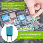 15A DC 12V-32V Manual Reset Circuit Breaker ATM Low Profile T1 Mini Blade Fuses Breakers for Car Trucks Marine Boat RV Solar and More,2 Pack