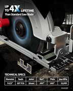 5-1/2-Inch 50-Tooth Circular Saw Blade, 10 mm Arbor, Aluminum, Non-Ferrous Metal Cutting Blade, Carbide Tip, Thin Kerf, for Thin Aluminum, Plastic, Composite, 2 Pack