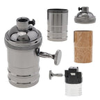 RTNLIT Black Lamp Socket, Vintage Edison E26/E27 Bulb Light Socket with On/Off Knob Switch