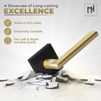 Mega Handles Prime Dummy Lever, Door Handle for Closet or French Doors, Single Side Door Levers, Fits All Standard Door Sizes, Covered Screws Included - Matte Black/Satin Brass (2 Pack) 5"