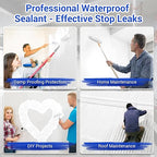 Polyurethane Waterproof Coating, Bright White, Multi-Surface Leak Repair Roofs, Showers, Windows, Basements, Indoor and Outdoor Liquid Water Proof Sealant, 0.4 Gallon