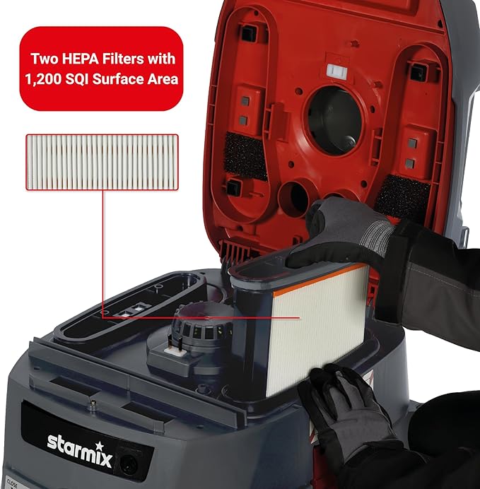 Starmix 1635 "The Ultimate 9.2 Gallon/35L High Performance Multi-Use Portable Dust Extractor - Wet/Dry - Auto Self-Clean Filter System - HEPA Certified, 103365