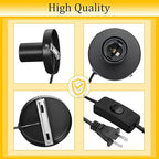 Tuanse 6 Pcs Polished Metal Desktop Lamp E26 E27 Screw Light Bulb Sockets Holder Base Lamp Replacement Base for Holding Bulb 6 Feet Cord on Off Switch Plug(Black)
