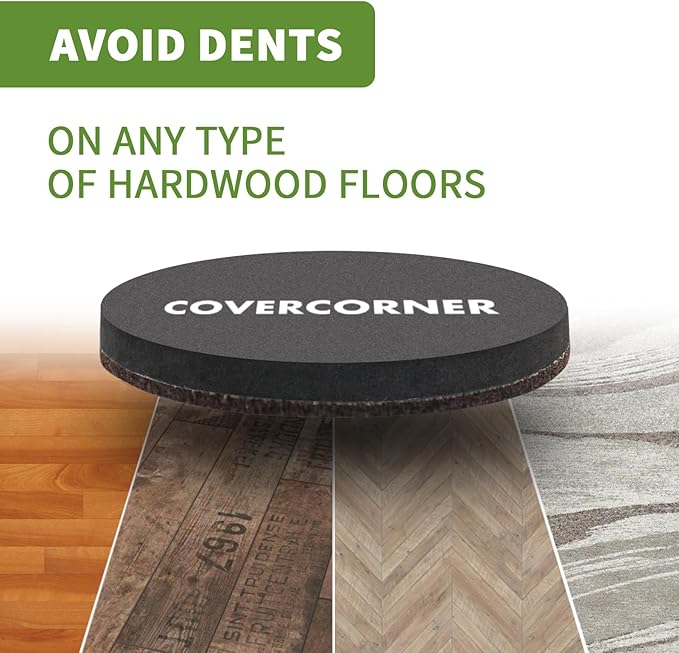 Furniture Sliders for Hardwood Floors 8 PCS - 4 3/4 inch Sliders for Moving Furniture – Felt Furniture Pads for Hardwood Floors Brown