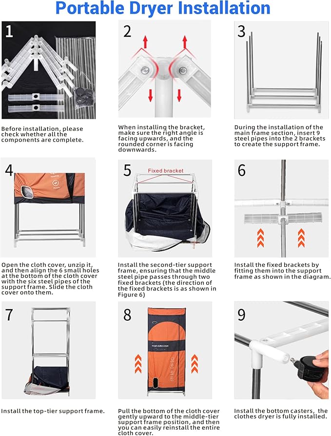 Portable Clothes Dryer, 110V -1600W Clothes Dryer, 67Inch -3 Tier Foldable Clothes Dryers Rack, Energy Saving Portable Dryer for Apartment, Indoor, Travel, RV