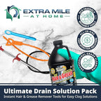 Ultimate Drain Opener Kit, 2 Pack Hair and Grease Remover with Gloves and Drain Cleaning Tools