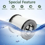 DCV580H DCV581H Vacuum Replacement Filter for DEWALT 20V MAX Wet/Dry VAC DCV580H (Cordless) DCV581H DCV5801H Portable Shop Vac Vacuum 2 Gallon Tank Capacity, Washable and Reusable Hepa Filter, 3 Pack