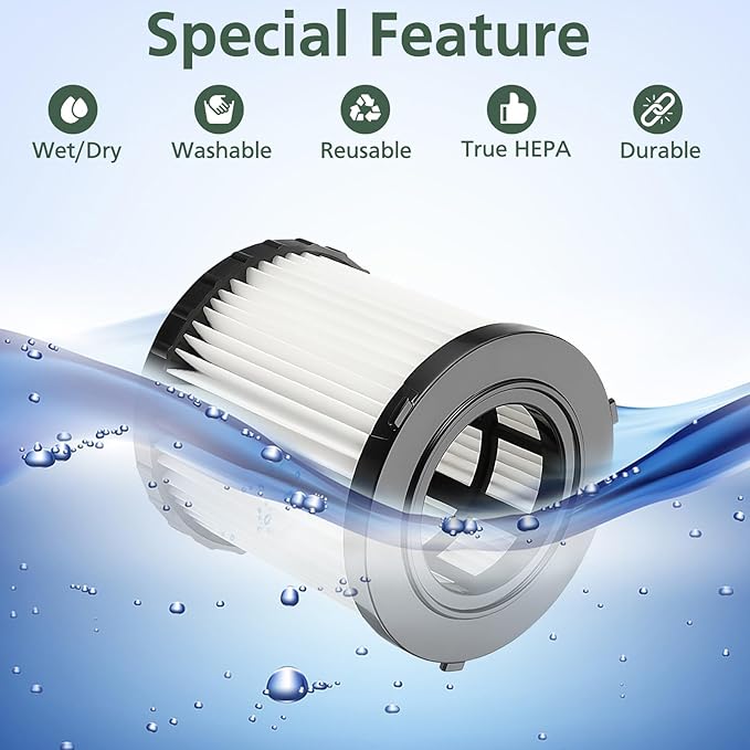 DCV580H DCV581H Vacuum Replacement Filter for DEWALT 20V MAX Wet/Dry VAC DCV580H (Cordless) DCV581H DCV5801H Portable Shop Vac Vacuum 2 Gallon Tank Capacity, Washable and Reusable Hepa Filter, 3 Pack